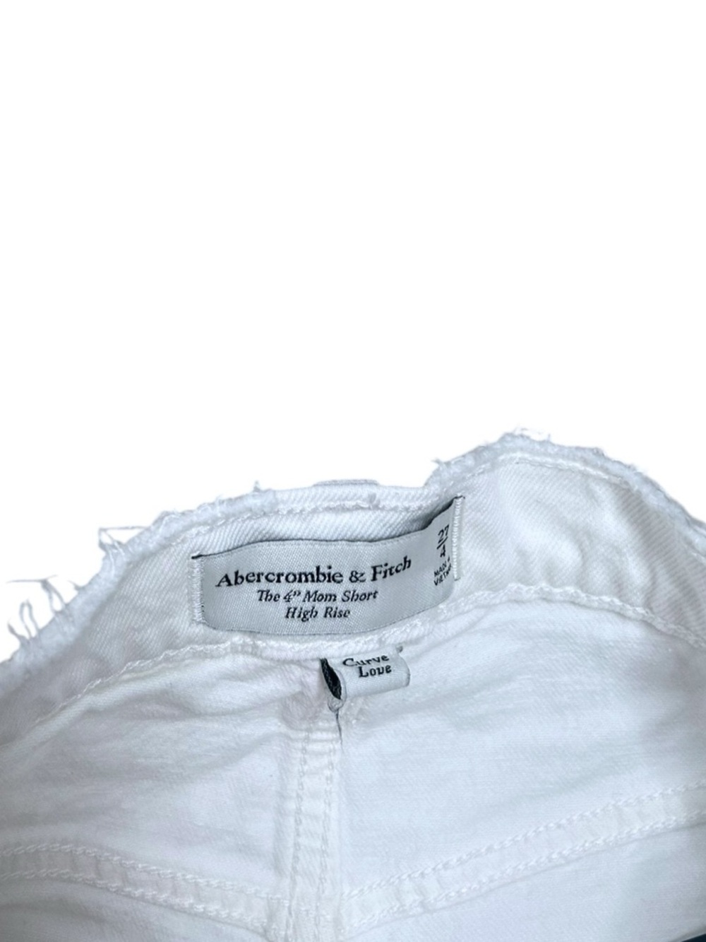 Abercrombie & Fitch Curve Love High Rise 4” White Mom Denim Shorts Size 27/4 - Picture 4 of 7
